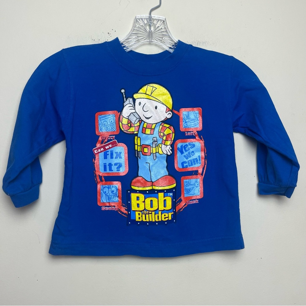 Vintage Bob The Builder 2T Toddler Long Sleeve T Shirt  Blue Tee Can We Build It